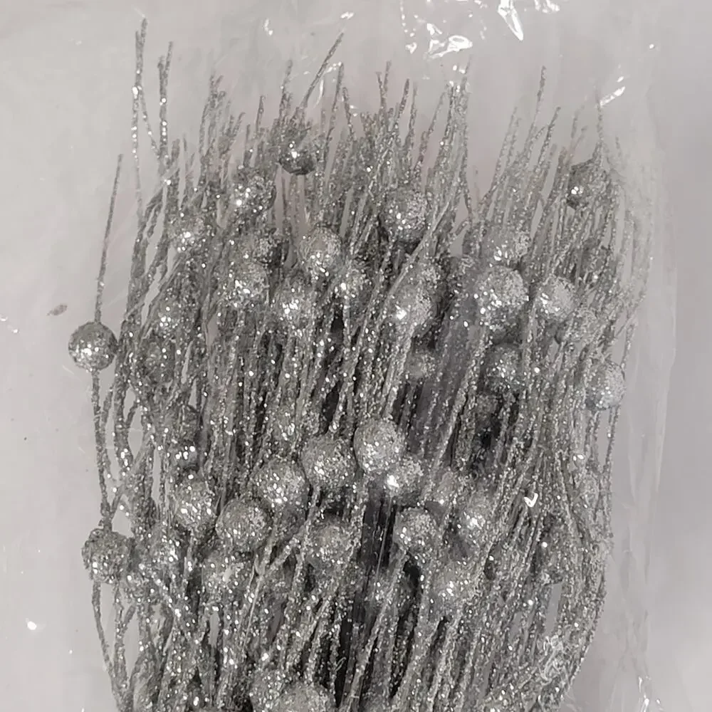 Silver Glitter Berry Stems - Holiday Home Decor Bundle